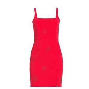 Rhinestone Heart Mini Dress, Womens XL Square Neck NWOT